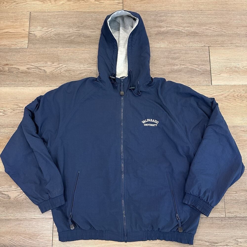 Vintage 90s Valparaiso University Windbreaker Jacket Navy Men’s Large Streetwear